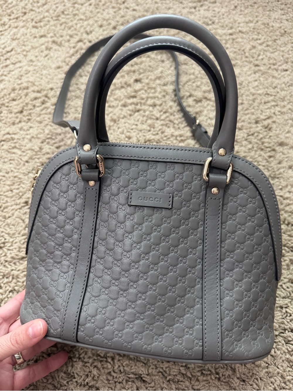 Gucci Grey Microguccissima Leather Mini Dome Crossbody Bag - Picture 2 of 16